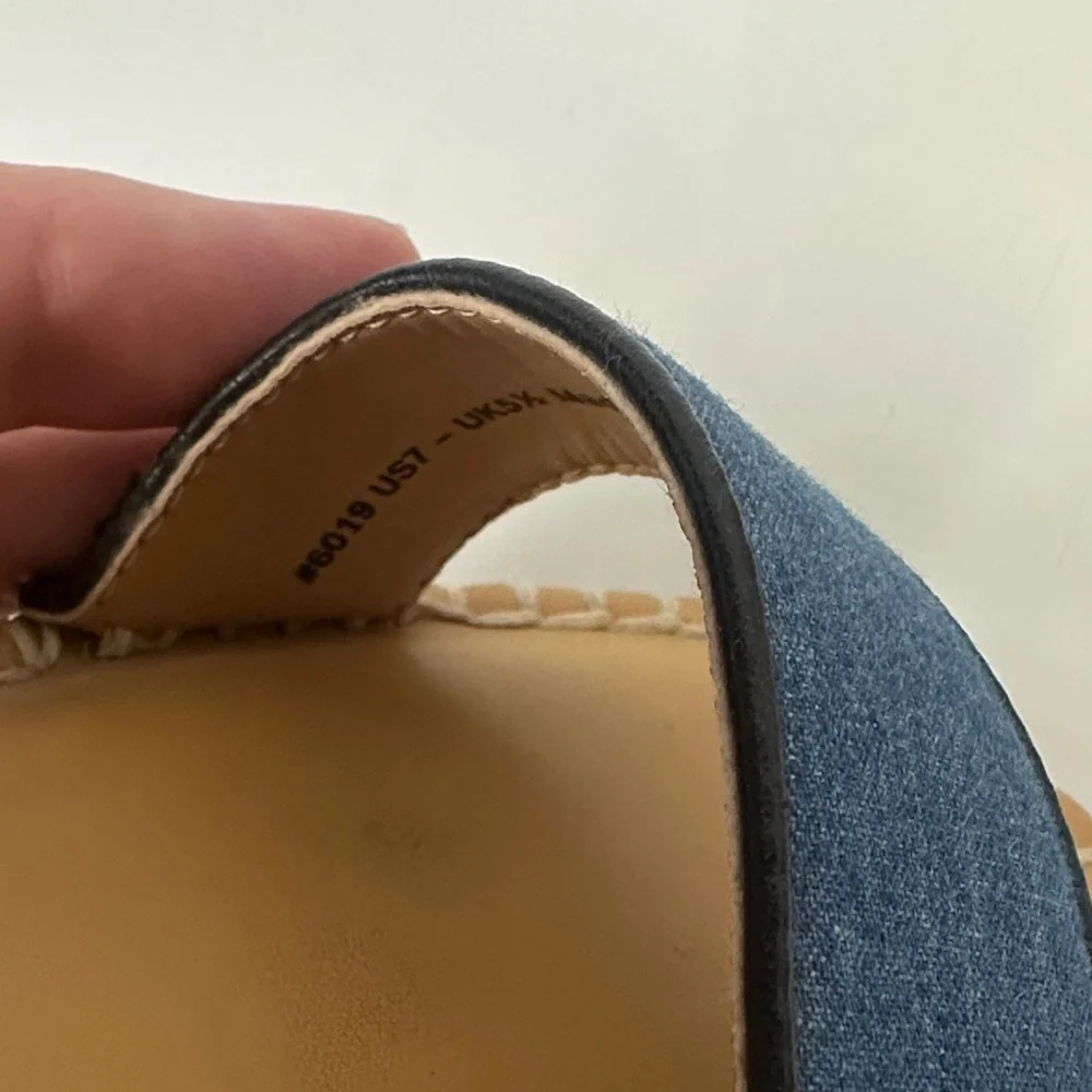 CAbi Blue Parker espadrille Denim Wedge Sandals 7